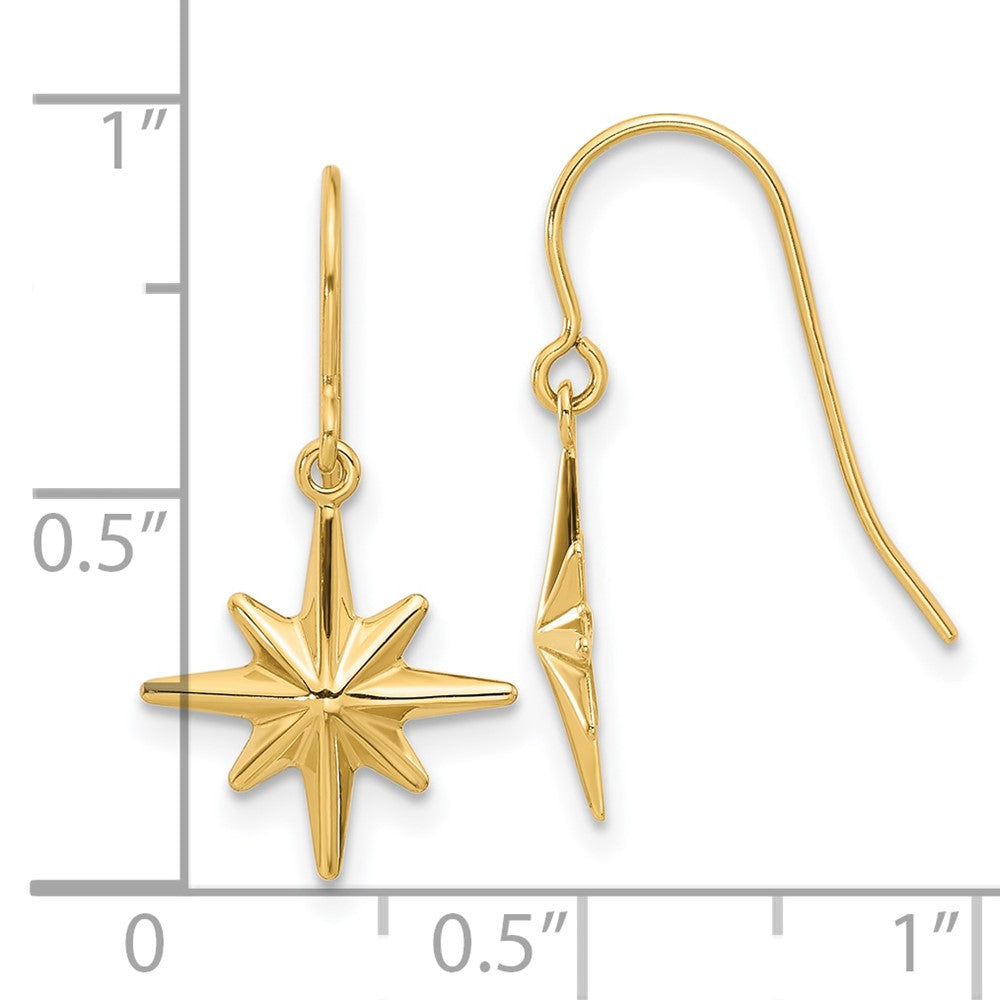 14K Yellow Gold Dangle Star Earrings