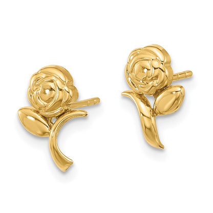 14K Yellow Gold Polished Rose Post Earrings