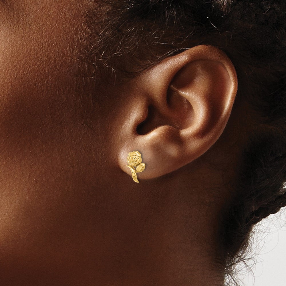 14K Yellow Gold Polished Rose Post Earrings
