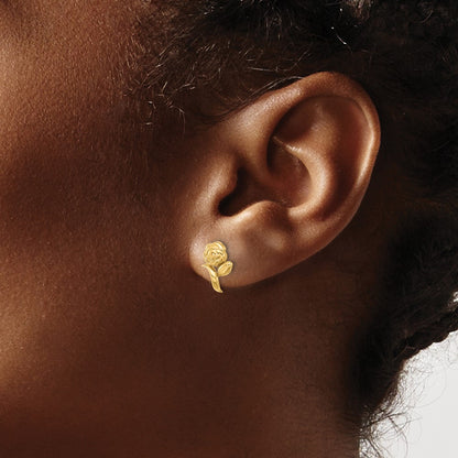 14K Yellow Gold Polished Rose Post Earrings