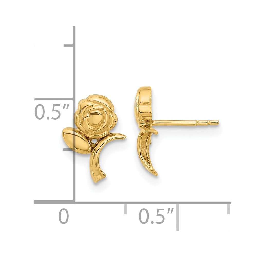 14K Yellow Gold Polished Rose Post Earrings