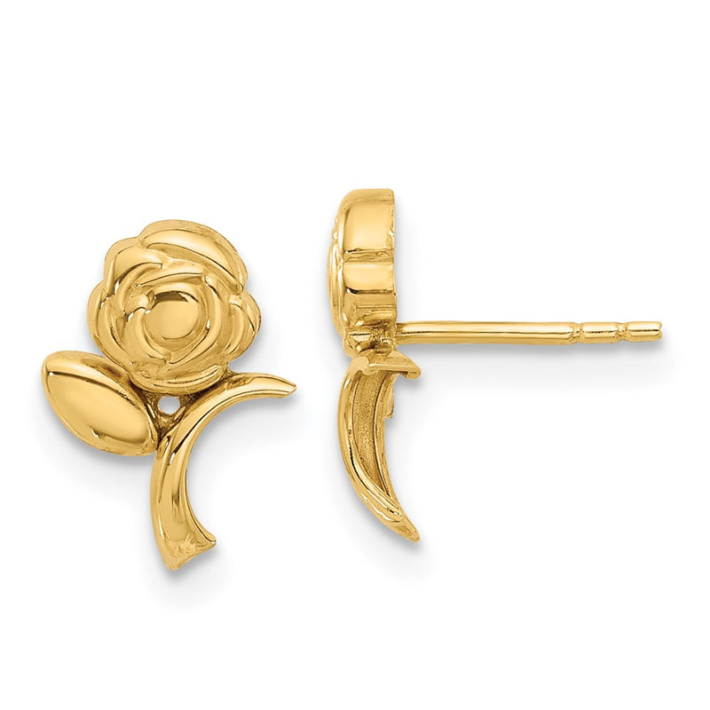 14K Yellow Gold Polished Rose Post Earrings