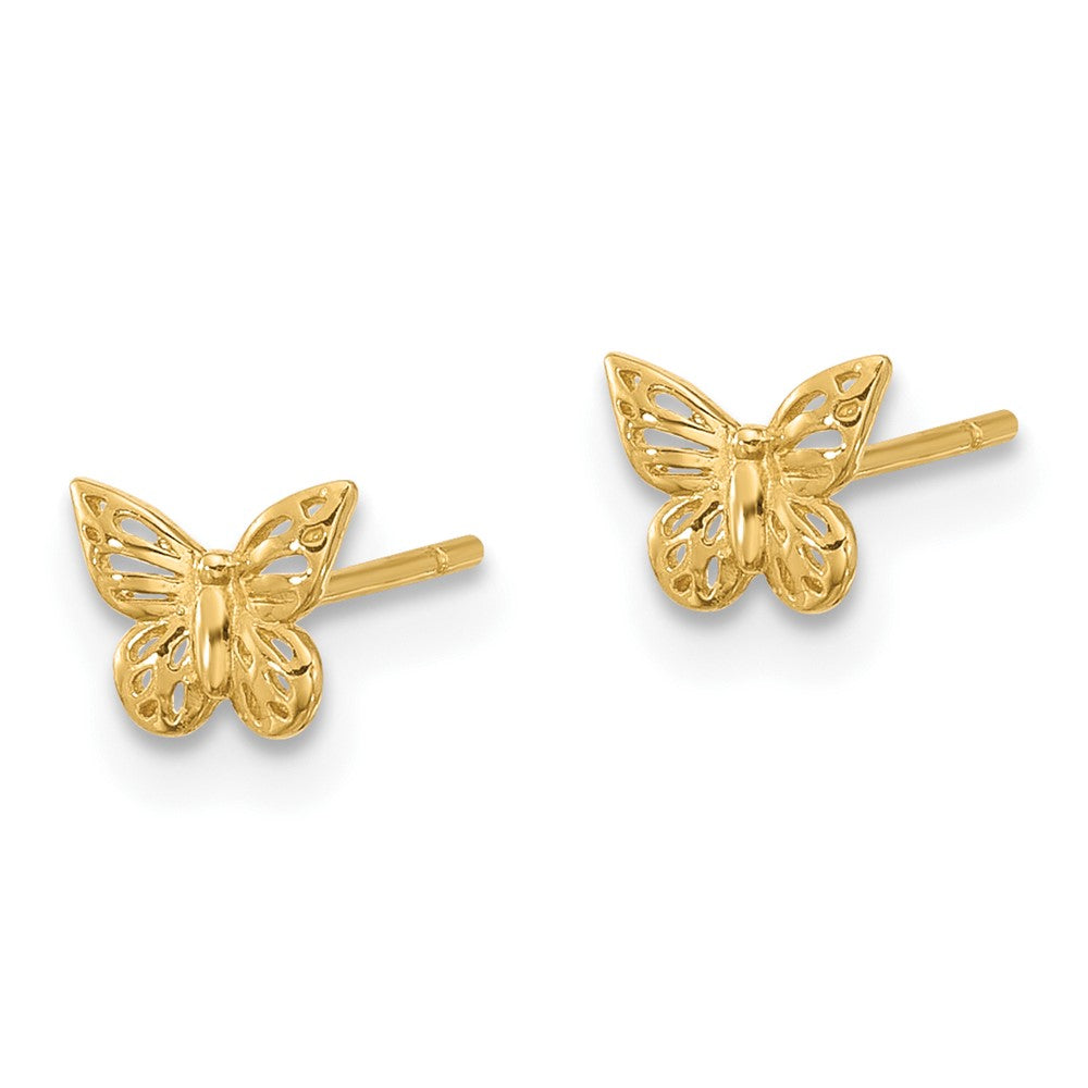 14K Yellow Gold Polished Butterfly Post Earrings