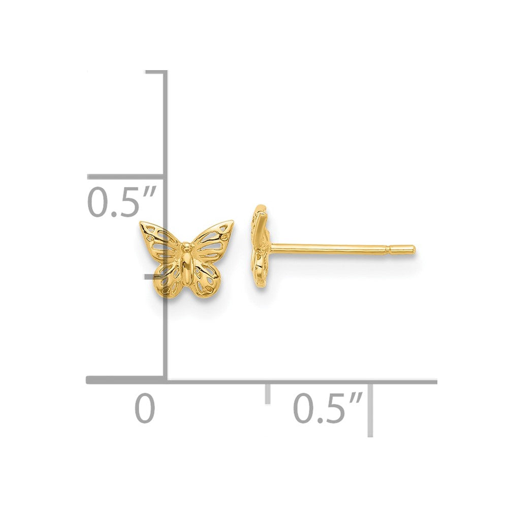 14K Yellow Gold Polished Butterfly Post Earrings