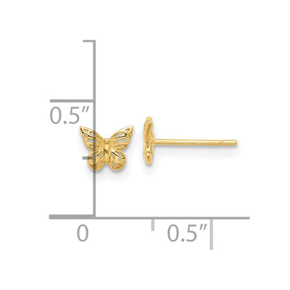 14K Yellow Gold Polished Butterfly Post Earrings