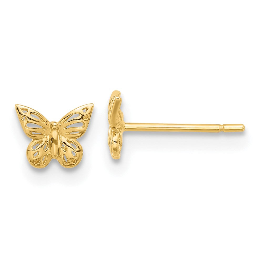 14K Yellow Gold Polished Butterfly Post Earrings