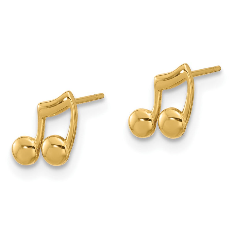 14K Yellow Gold Polished Music Notes Post Earrings