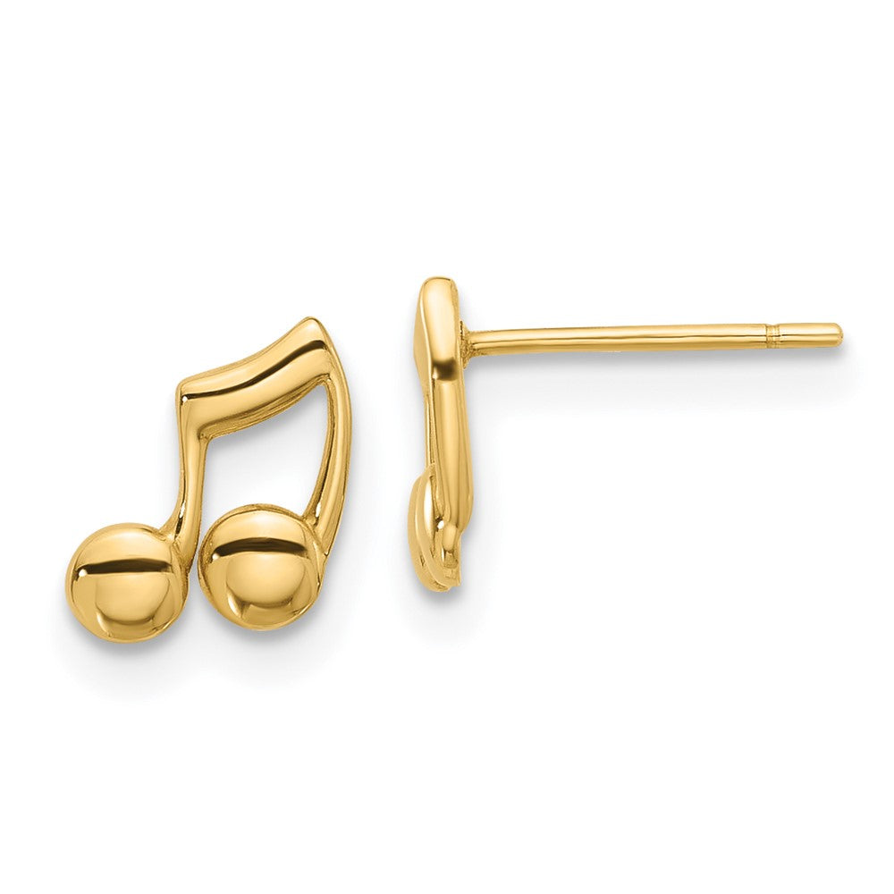 14K Yellow Gold Polished Music Notes Post Earrings