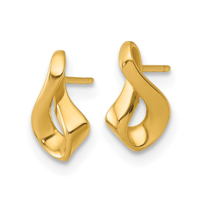 14K Yellow Gold Polished Fancy Twisted Post Earrings