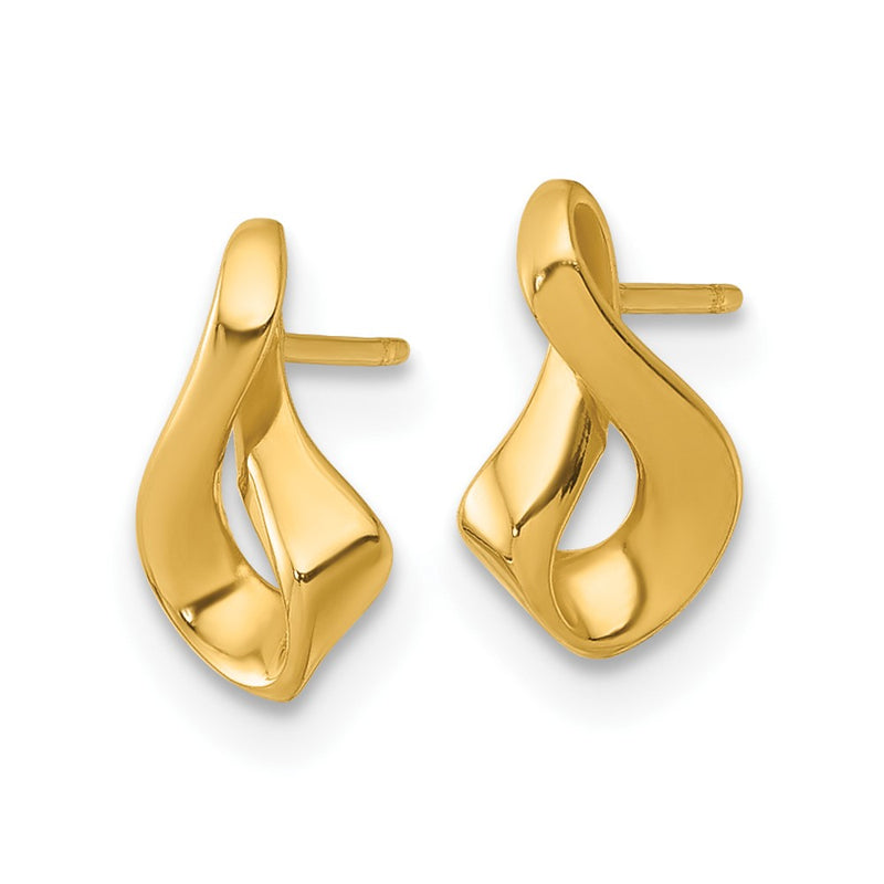 14K Yellow Gold Polished Fancy Twisted Post Earrings