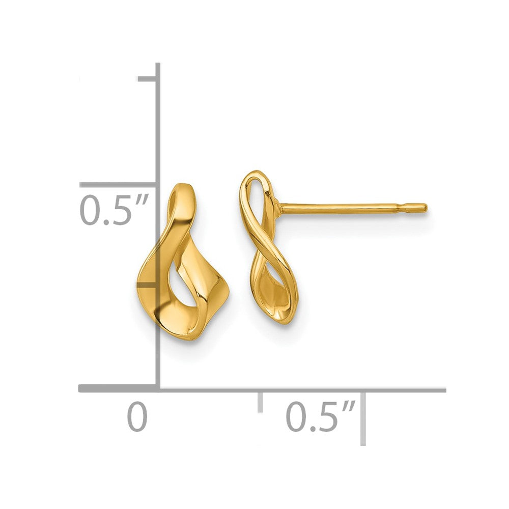 14K Yellow Gold Polished Fancy Twisted Post Earrings