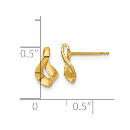 14K Yellow Gold Polished Fancy Twisted Post Earrings