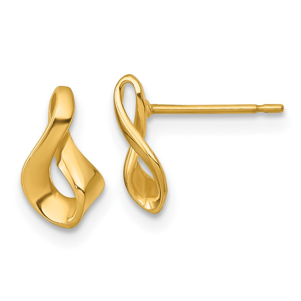 14K Yellow Gold Polished Fancy Twisted Post Earrings
