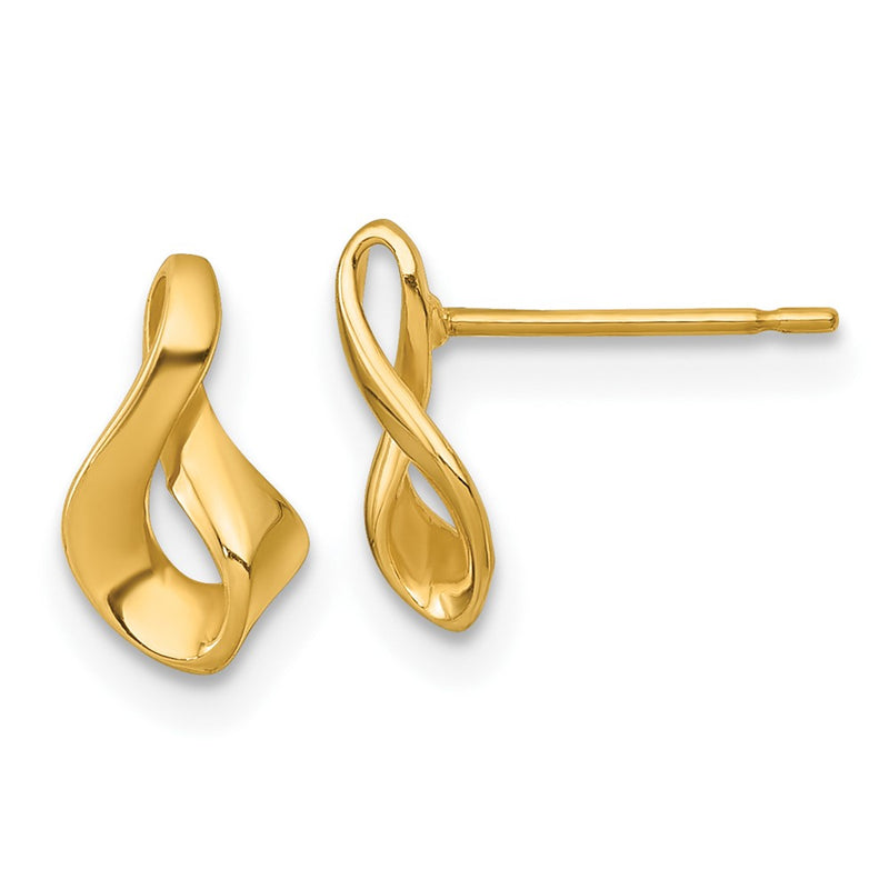 14K Yellow Gold Polished Fancy Twisted Post Earrings