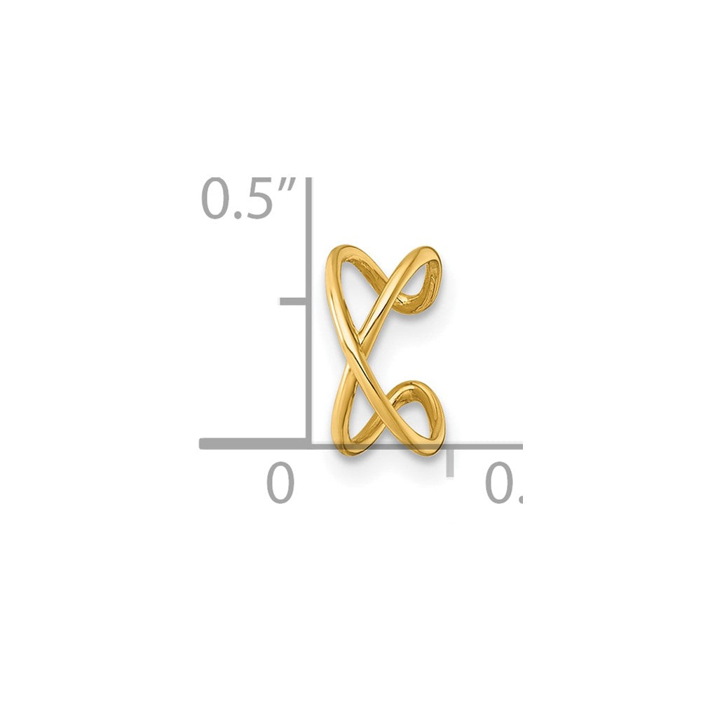 14K Yellow Gold Polished Criss Cross Single Ear Cuff