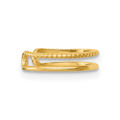 14K Yellow Gold Polished and Textured Single Ear Cuff