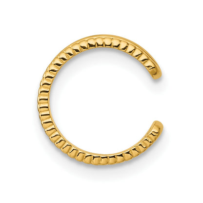 14K Yellow Gold Polished and Textured Single Ear Cuff
