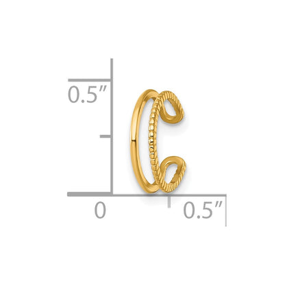 14K Yellow Gold Polished and Textured Single Ear Cuff