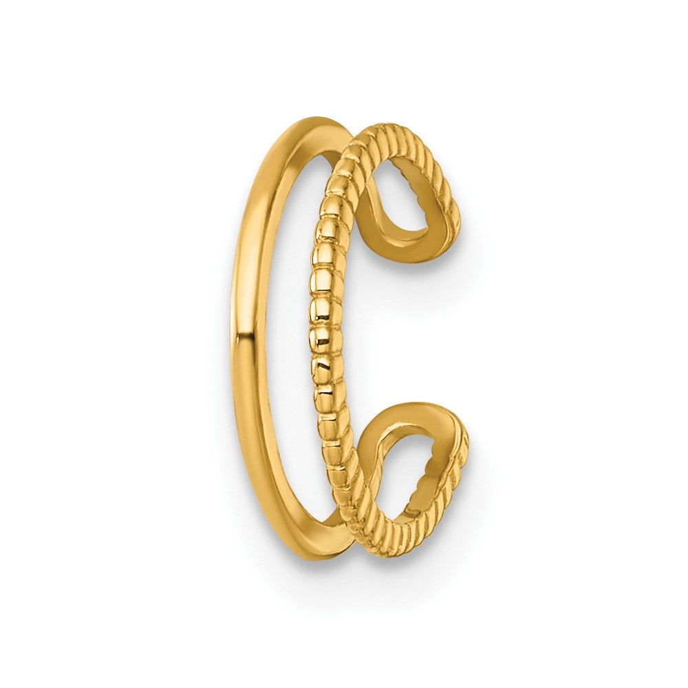 14K Yellow Gold Polished and Textured Single Ear Cuff