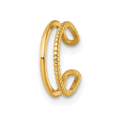 14K Yellow Gold Polished and Textured Single Ear Cuff