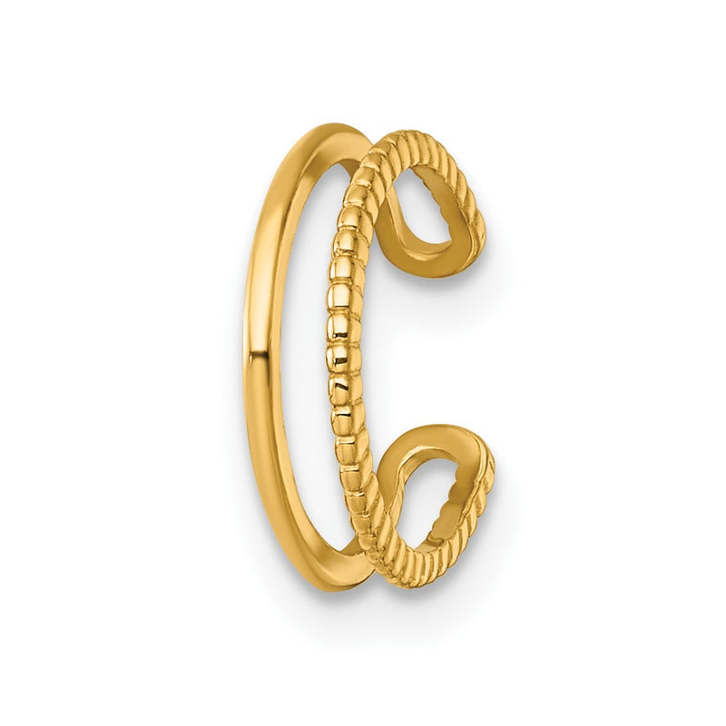 14K Yellow Gold Polished and Textured Single Ear Cuff