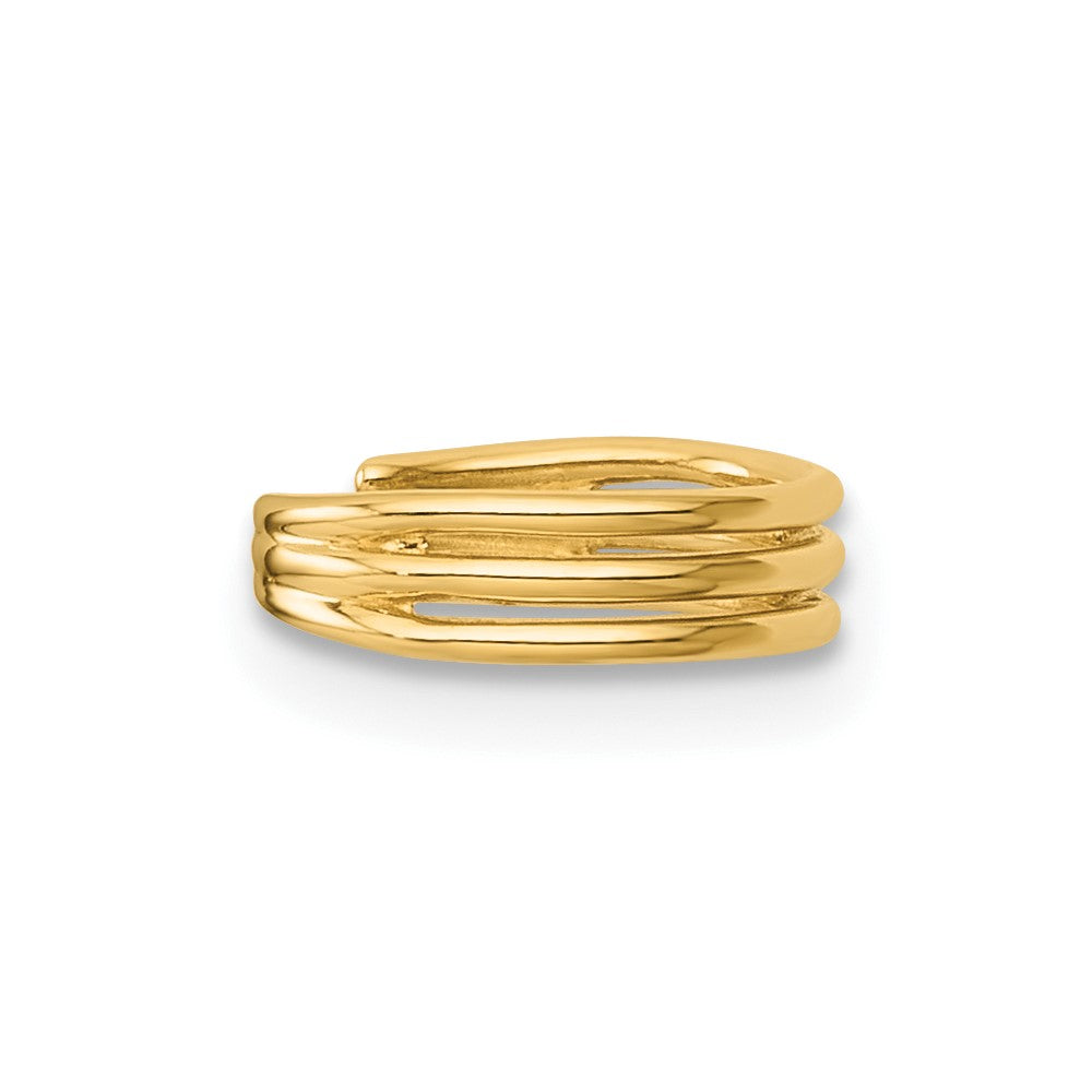 14K Yellow Gold Polished 3 Row Single Ear Cuff