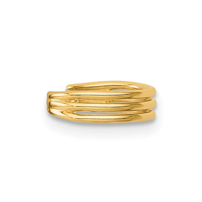 14K Yellow Gold Polished 3 Row Single Ear Cuff