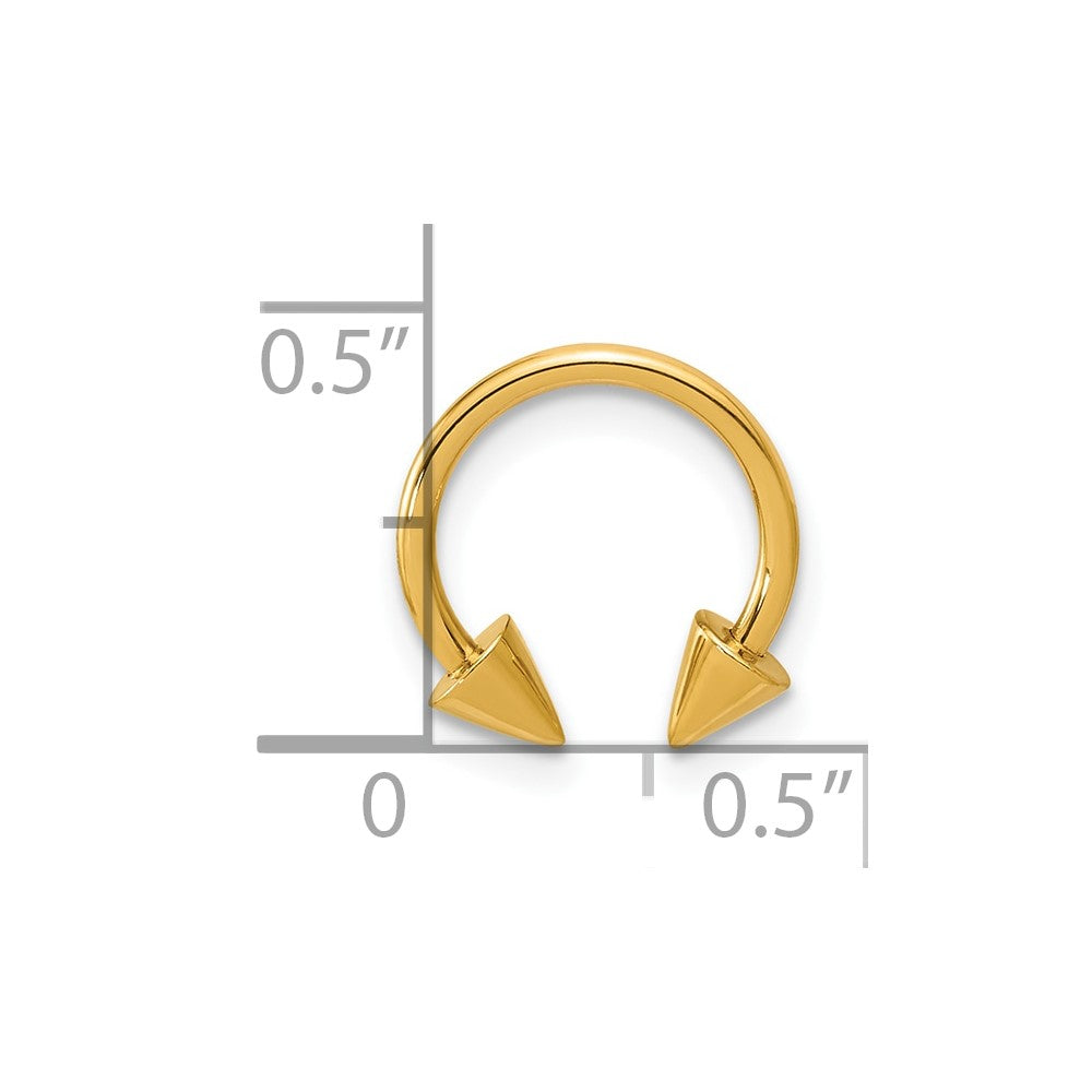 14K Yellow Gold Polished Screw-Off End Pointed Single Ear Cuff