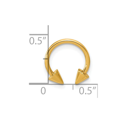 14K Yellow Gold Polished Screw-Off End Pointed Single Ear Cuff