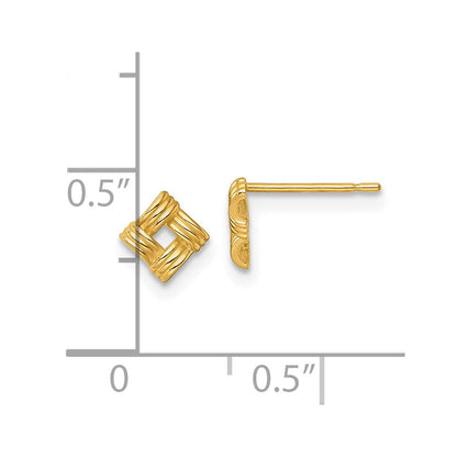 14K Yellow Gold Polished Woven Square Post Earrings