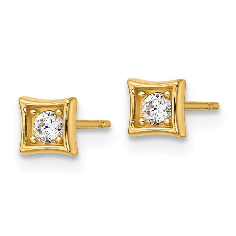 14K Yellow Gold Polished CZ Post Earrings