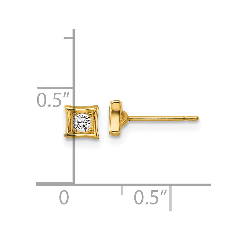 14K Yellow Gold Polished CZ Post Earrings