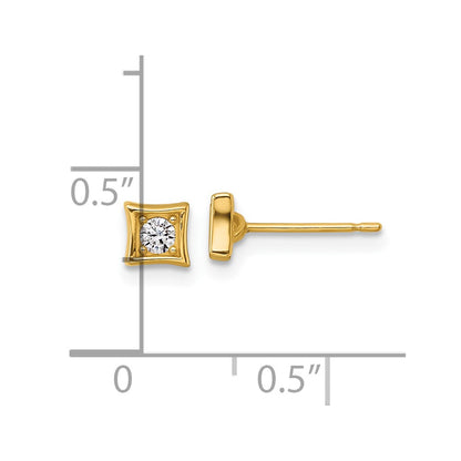 14K Yellow Gold Polished CZ Post Earrings