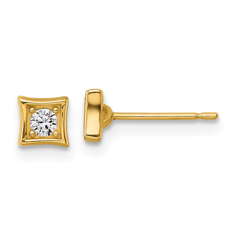14K Yellow Gold Polished CZ Post Earrings