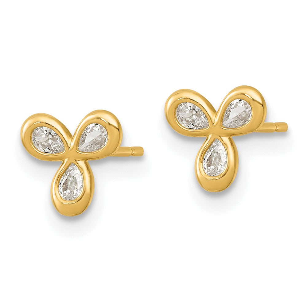 14K Yellow Gold Polished CZ Post Earrings