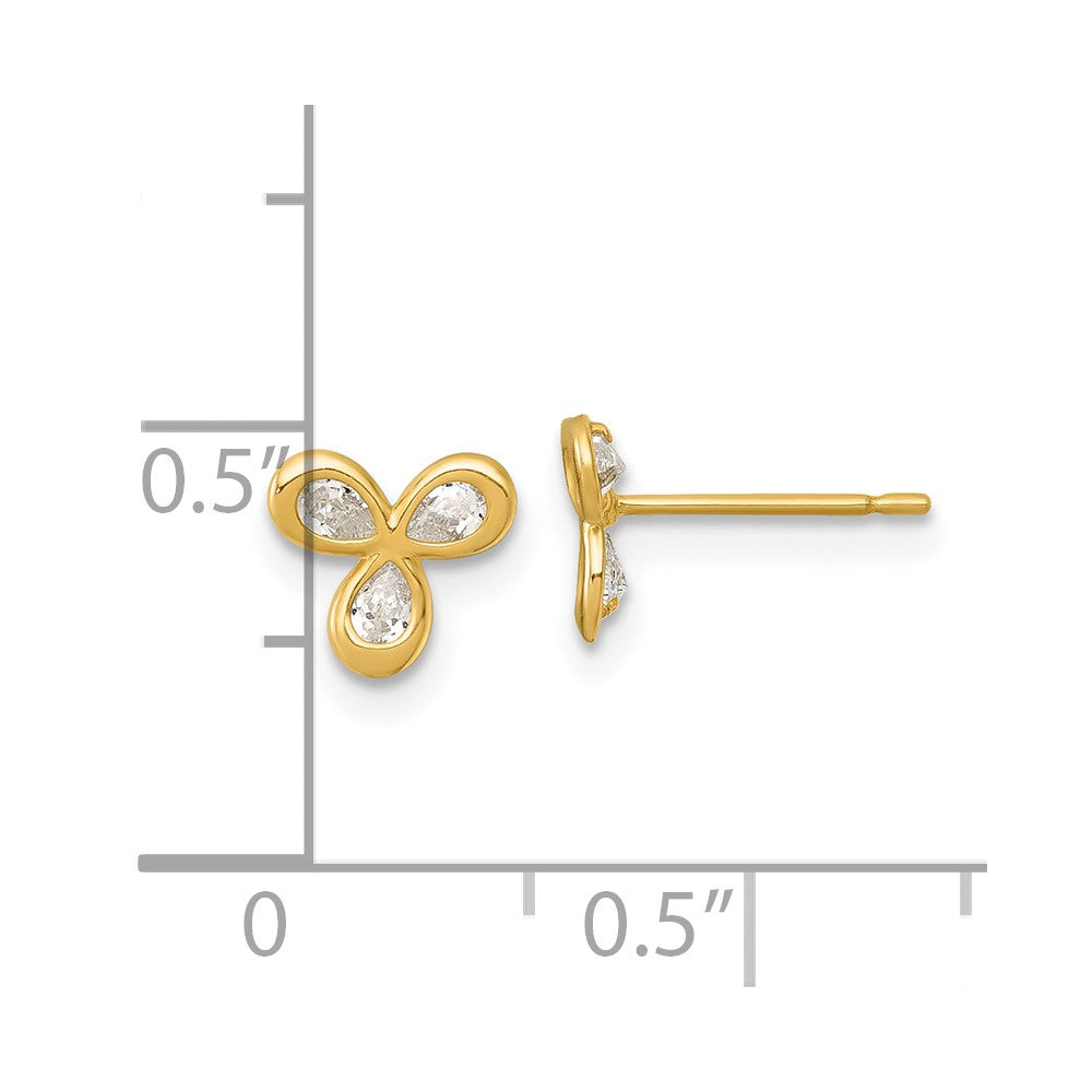 14K Yellow Gold Polished CZ Post Earrings