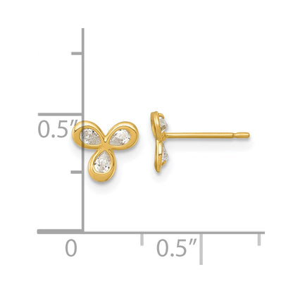 14K Yellow Gold Polished CZ Post Earrings