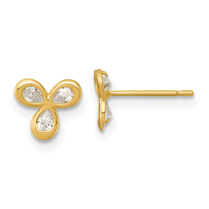 14K Yellow Gold Polished CZ Post Earrings