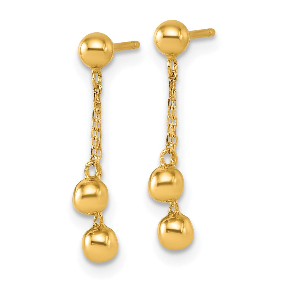 14K Yellow Gold Polished Dangle Ball Post Earrings