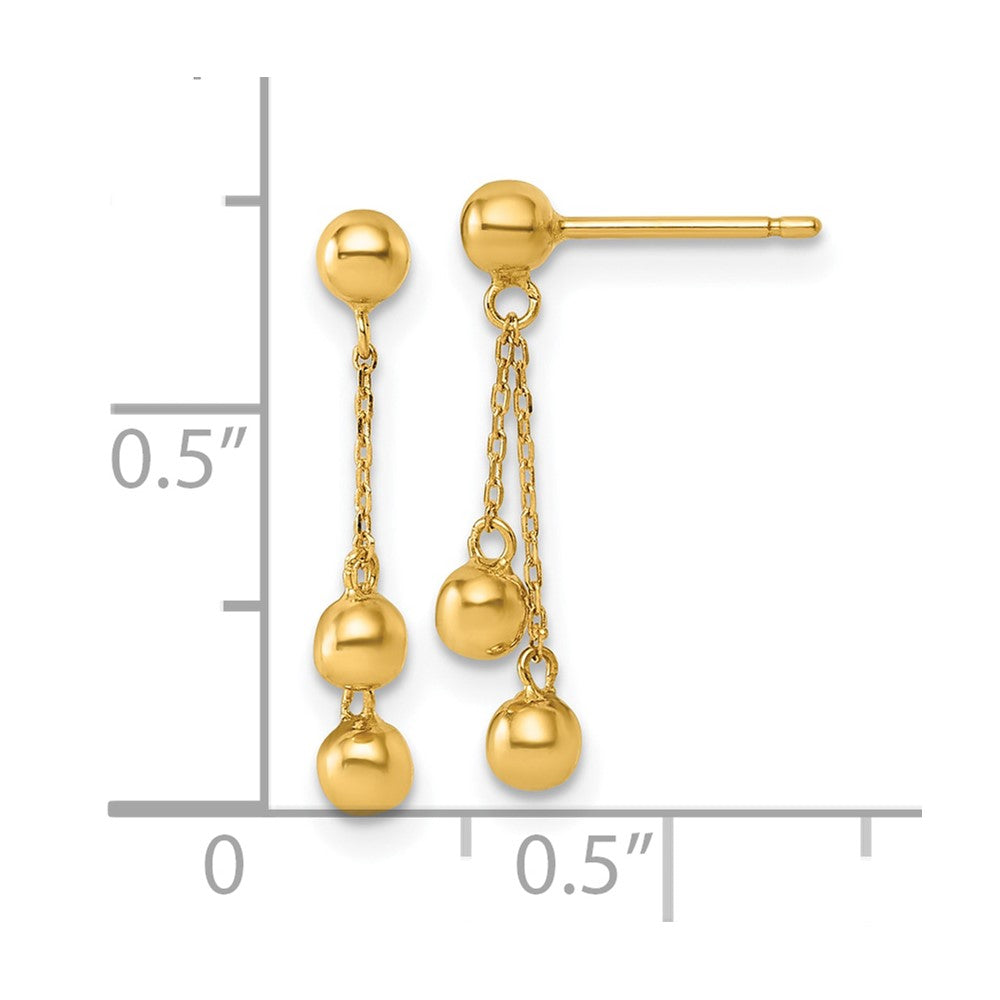 14K Yellow Gold Polished Dangle Ball Post Earrings