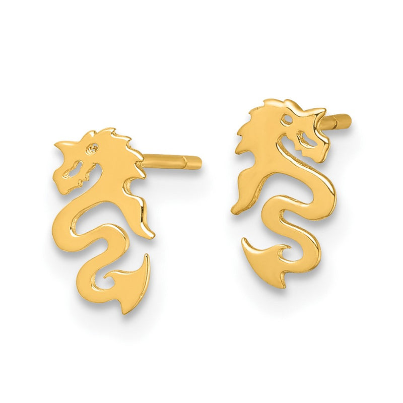 14K Yellow Gold Polished Dragon Post Earrings