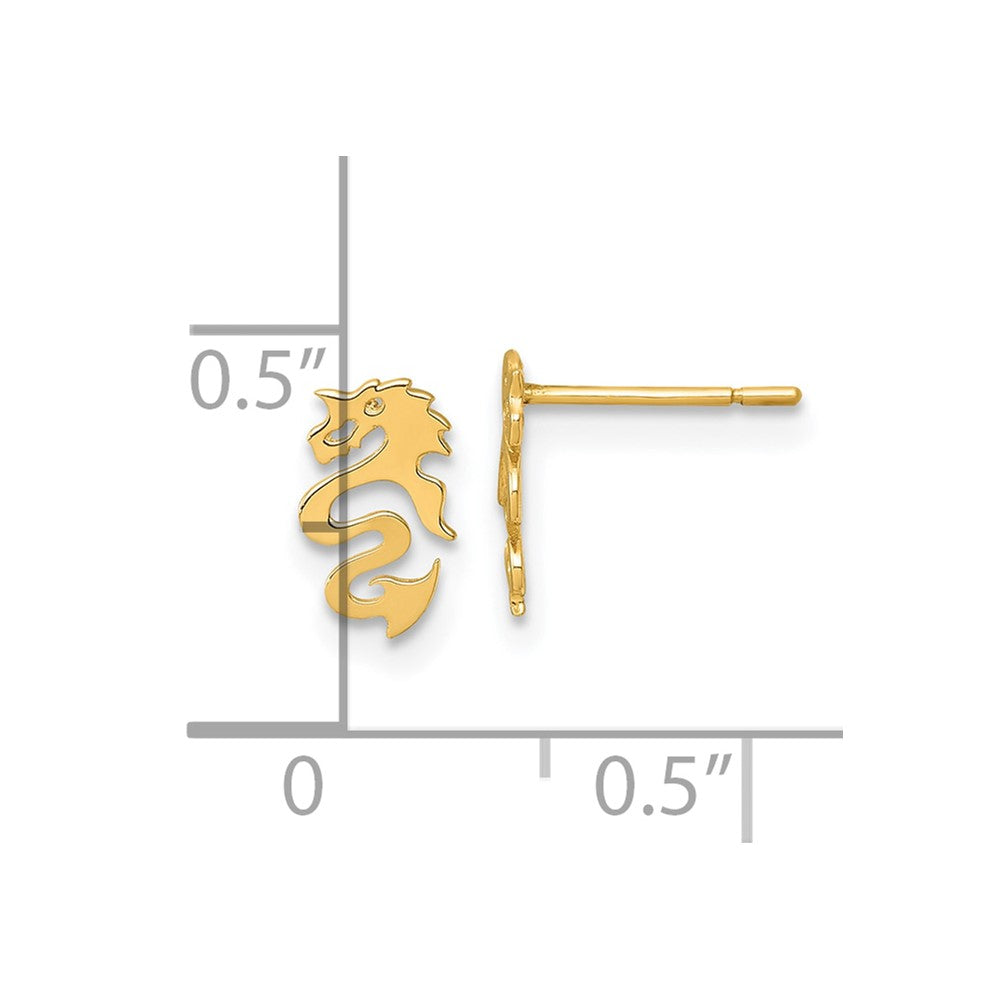 14K Yellow Gold Polished Dragon Post Earrings
