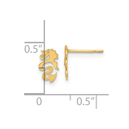 14K Yellow Gold Polished Dragon Post Earrings