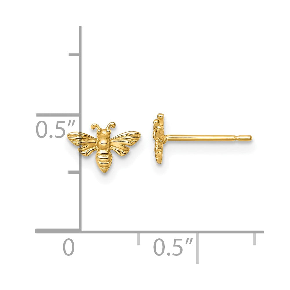 14K Yellow Gold Polished Bee Post Earrings