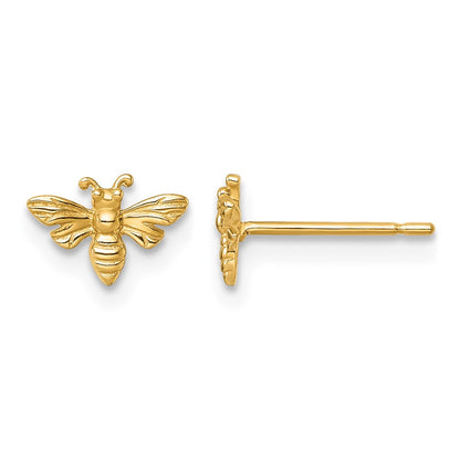 14K Yellow Gold Polished Bee Post Earrings