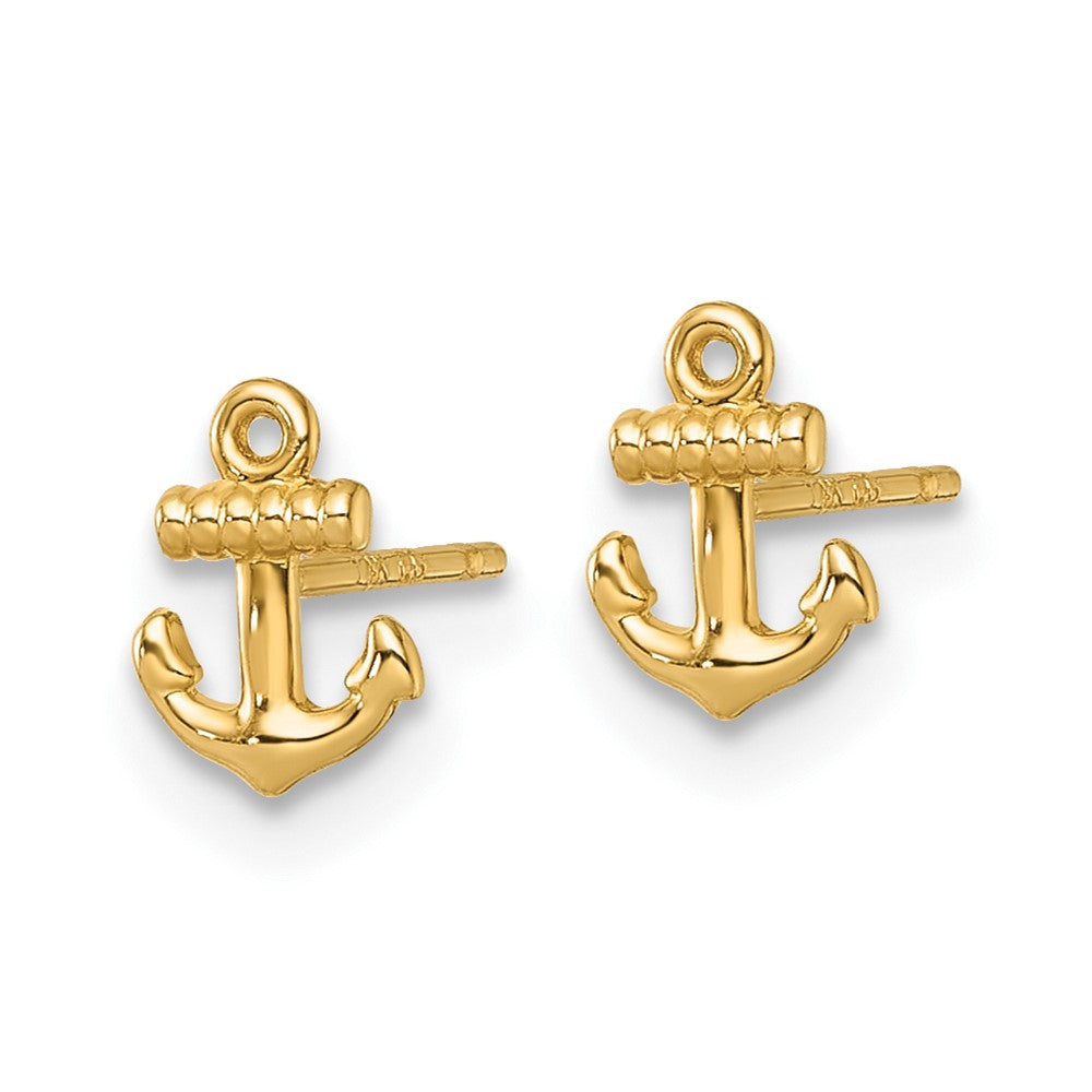 14K Yellow Gold Polished Anchor Post Earrings