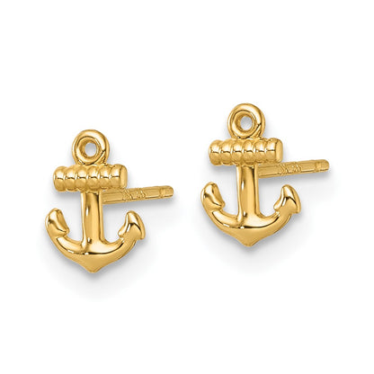 14K Yellow Gold Polished Anchor Post Earrings