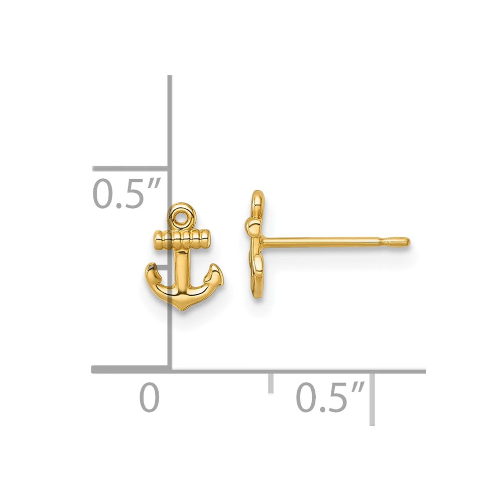 14K Yellow Gold Polished Anchor Post Earrings
