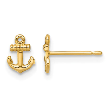 14K Yellow Gold Polished Anchor Post Earrings