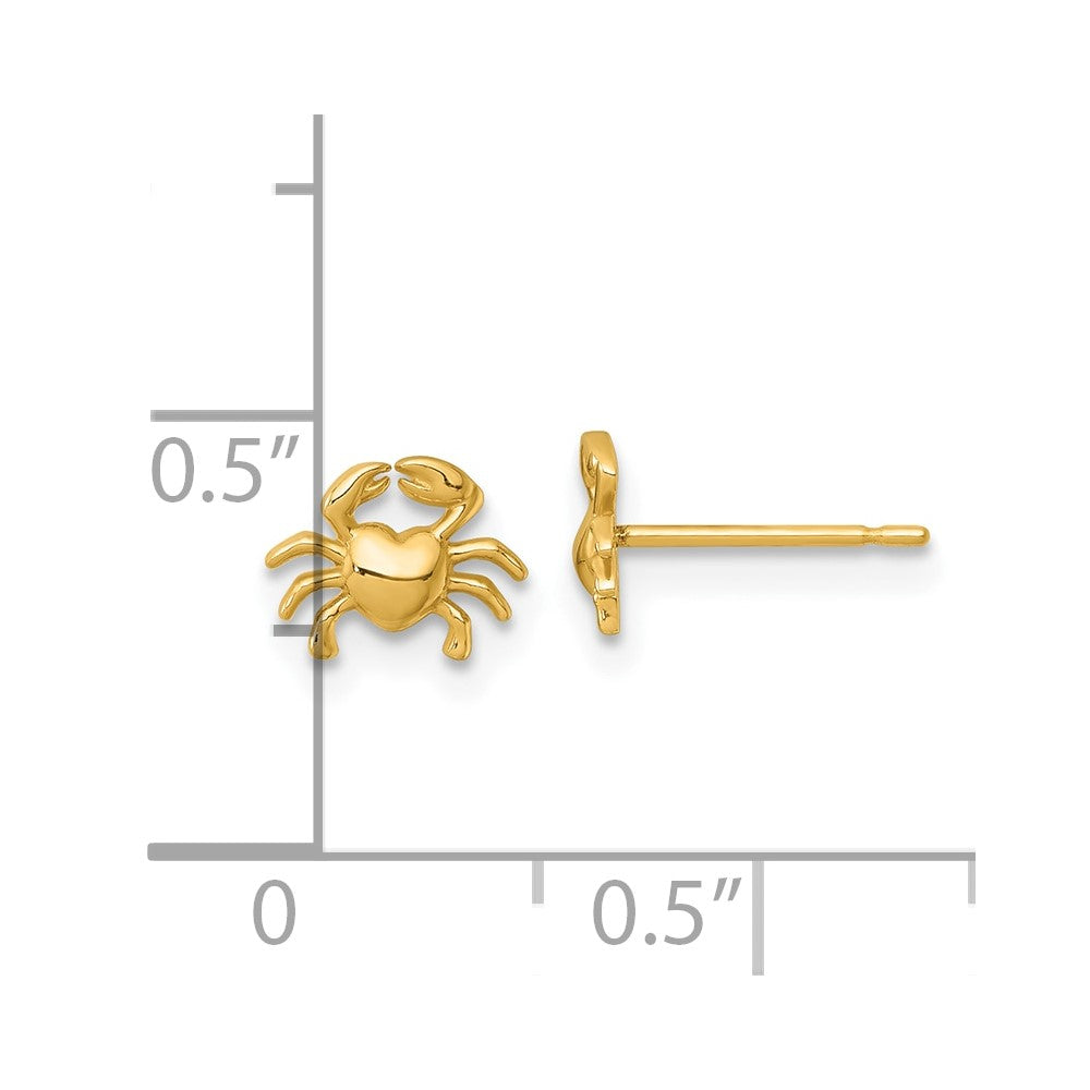 14K Yellow Gold Polished Crab Post Earrings
